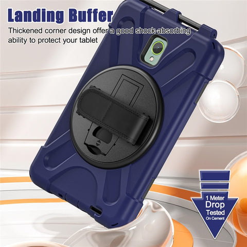 For Samsung Galaxy Tab Active 3 T570 / Tab Active5 X306B Case Rotary Kickstand PC+Silicone Hand Strap Tablet Cover