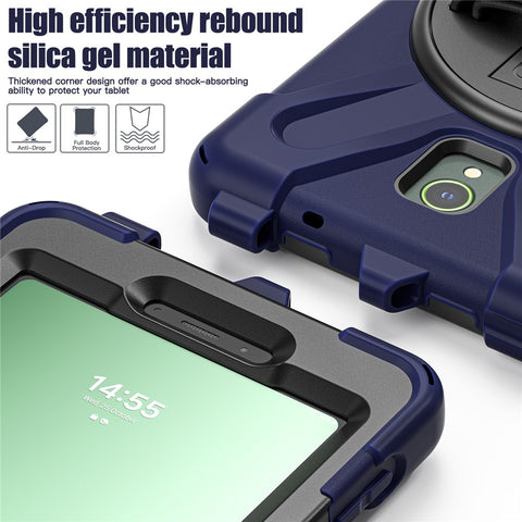 For Samsung Galaxy Tab Active 3 T570 / Tab Active5 X306B Case Rotary Kickstand PC+Silicone Hand Strap Tablet Cover