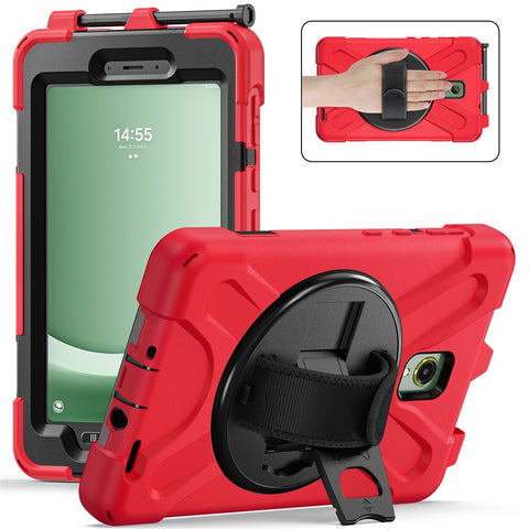 For Samsung Galaxy Tab Active 3 T570 / Tab Active5 X306B Case Rotary Kickstand PC+Silicone Hand Strap Tablet Cover