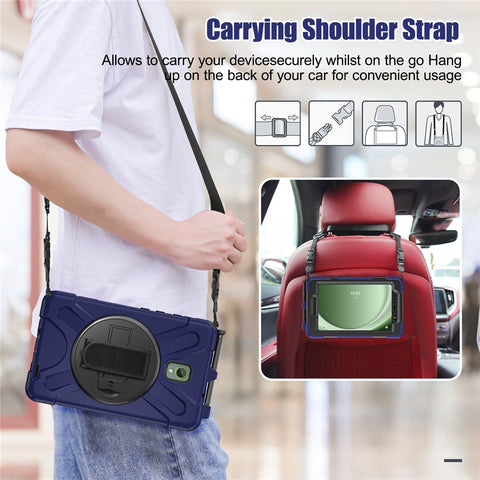 For Samsung Galaxy Tab Active 3 T570 / Tab Active5 X306B Case PC+Silicone Protective Cover with Shoulder Strap