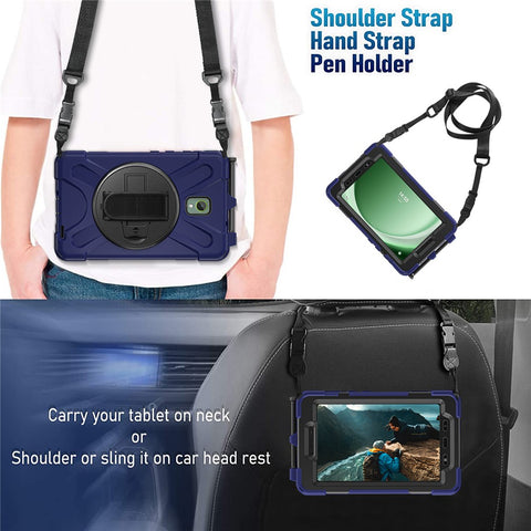 For Samsung Galaxy Tab Active 3 T570 / Tab Active5 X306B Case PC+Silicone Protective Cover with Shoulder Strap