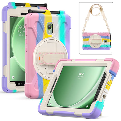 For Samsung Galaxy Tab Active 3 T570 / Tab Active5 X306B Case PC+Silicone Protective Cover with Shoulder Strap