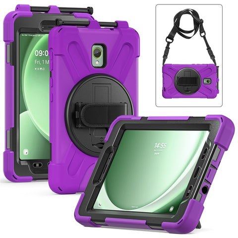 For Samsung Galaxy Tab Active 3 T570 / Tab Active5 X306B Case PC+Silicone Protective Cover with Shoulder Strap