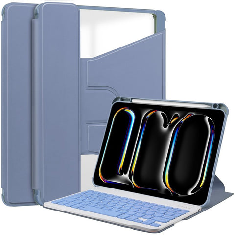 For iPad Pro 11 (2025) / 11 (2024) Case Leather+Acrylic Stand Tablet Cover with Bluetooth-compatible Keyboard