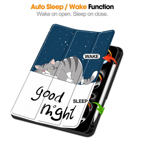 For iPad Pro 11 (2025) / 11 (2024) Case Pattern Printing PU Leather Tri-Fold Stand Cover with Pen Slot