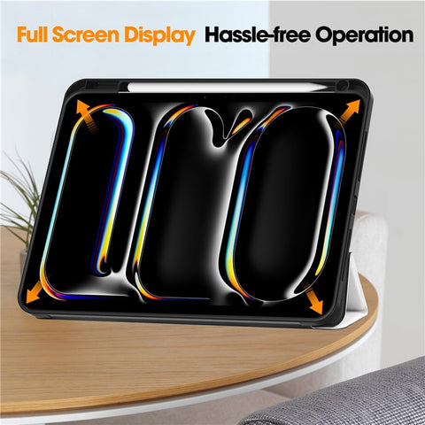 For iPad Pro 11 (2025) / 11 (2024) Case Pattern Printing PU Leather Tri-Fold Stand Cover with Pen Slot