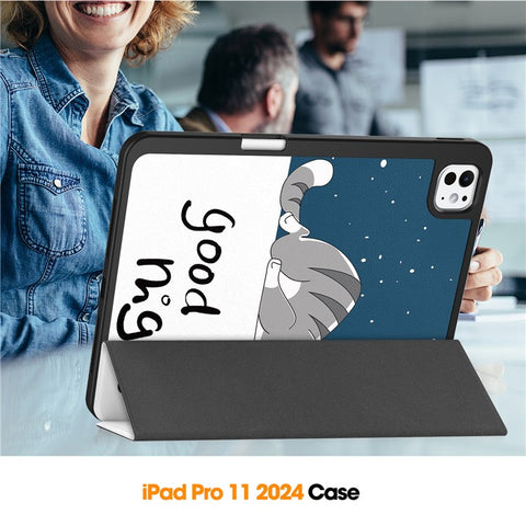 For iPad Pro 11 (2025) / 11 (2024) Case Pattern Printing PU Leather Tri-Fold Stand Cover with Pen Slot