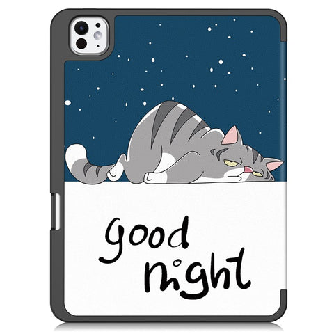 For iPad Pro 11 (2025) / 11 (2024) Case Pattern Printing PU Leather Tri-Fold Stand Cover with Pen Slot