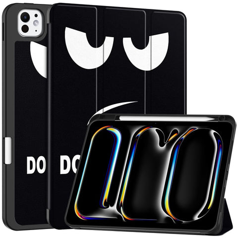 For iPad Pro 11 (2025) / 11 (2024) Case Pattern Printing PU Leather Tri-Fold Stand Cover with Pen Slot