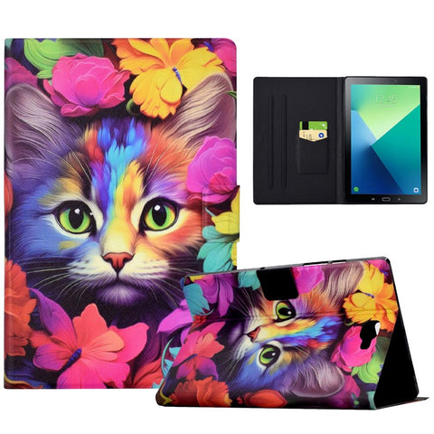 For Samsung Galaxy Tab A 10.1 (2016) T580 T585 Leather Case Card Holder Pattern Tablet Cover