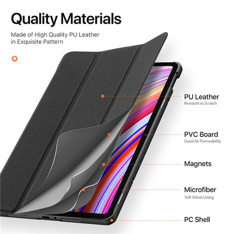 DUX DUCIS Domo Series for Xiaomi Redmi Pad Pro / Pad Pro 5G / Poco Pad 4G / Poco Pad 5G Leather Case Tri-Fold Stand with Pencil Holder