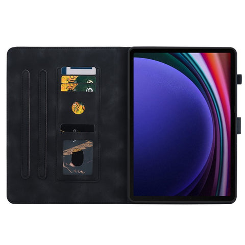 For Samsung Galaxy Tab S9 / S7 / S8 Case PU Leather+TPU Lily Flower Tablet Stand Shell