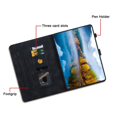For Samsung Galaxy Tab S9 / S7 / S8 Case PU Leather+TPU Lily Flower Tablet Stand Shell