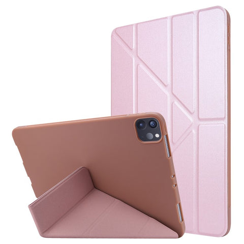 For iPad Pro 11 (2025) / 11 (2024) Case Origami Stand PU Leather+Silicone Cover with Auto Sleep / Wake