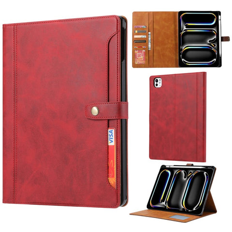 For iPad Pro 11 (2025) / 11 (2024) Case Auto Wake / Sleep Leather Wallet Tablet Cover with Card Slot
