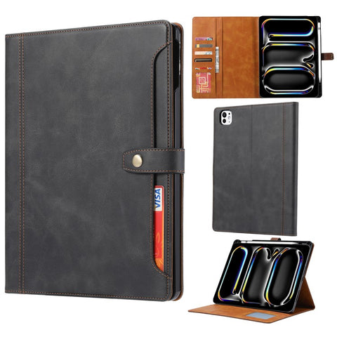 For iPad Pro 11 (2025) / 11 (2024) Case Auto Wake / Sleep Leather Wallet Tablet Cover with Card Slot