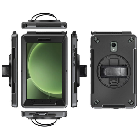 For Samsung Galaxy Tab Active 3 / Active5 X306B Case Kickstand PC + TPU Tablet Cover with Pen Slot, Shoulder Strap