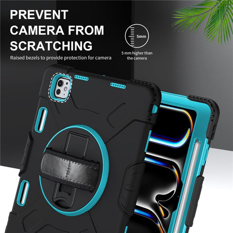 For iPad Pro 11 (2025) / 11 (2024) Kickstand Case Anti-Scratch Tablet Cover with Shoulder Strap