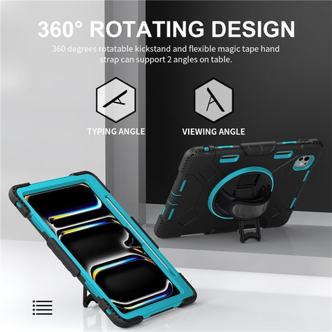 For iPad Pro 11 (2025) / 11 (2024) Kickstand Case Anti-Scratch Tablet Cover with Shoulder Strap