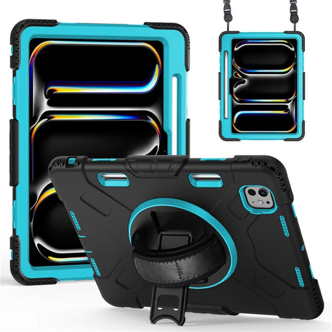 For iPad Pro 11 (2025) / 11 (2024) Kickstand Case Anti-Scratch Tablet Cover with Shoulder Strap