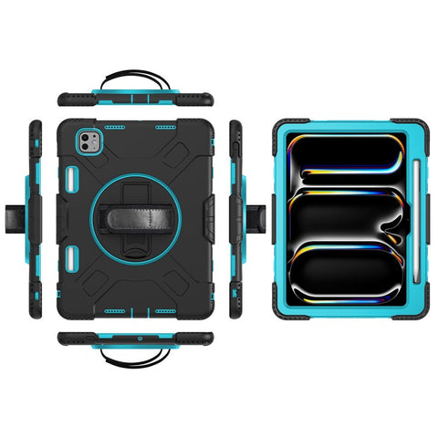 For iPad Pro 11 (2025) / 11 (2024) Kickstand Case Anti-Scratch Tablet Cover with Shoulder Strap