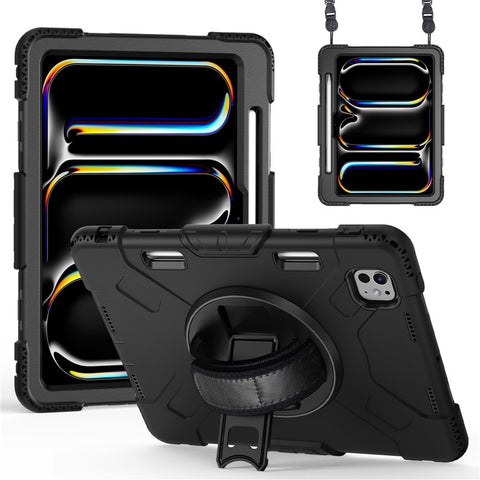 For iPad Pro 11 (2025) / 11 (2024) Kickstand Case Anti-Scratch Tablet Cover with Shoulder Strap