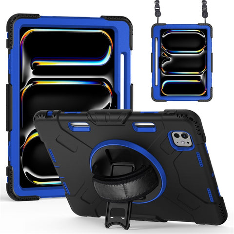 For iPad Pro 11 (2025) / 11 (2024) Kickstand Case Anti-Scratch Tablet Cover with Shoulder Strap