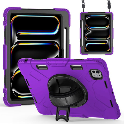 For iPad Pro 11 (2025) / 11 (2024) Kickstand Case Anti-Scratch Tablet Cover with Shoulder Strap