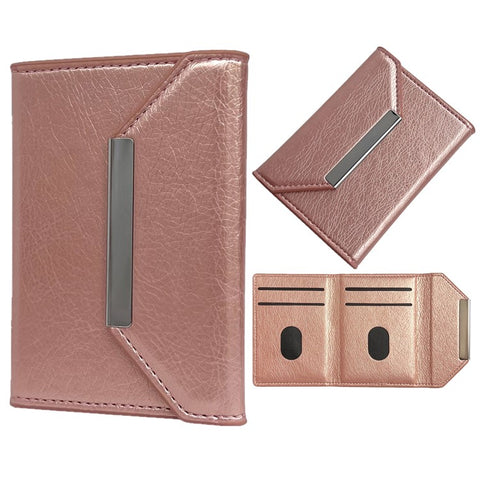 Solid Color PU Leather Card Bag Hardware Design 4 Card Slots Organizer