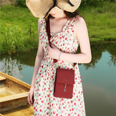 FOREVER YOUNG 8418-003 Crossbody Phone Bag for iPhone 12 / 12 Pro Leather Vertical Shoulder Phone Purse Wallet