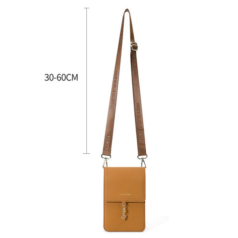 FOREVER YOUNG 8418-003 Crossbody Phone Bag for iPhone 12 / 12 Pro Leather Vertical Shoulder Phone Purse Wallet