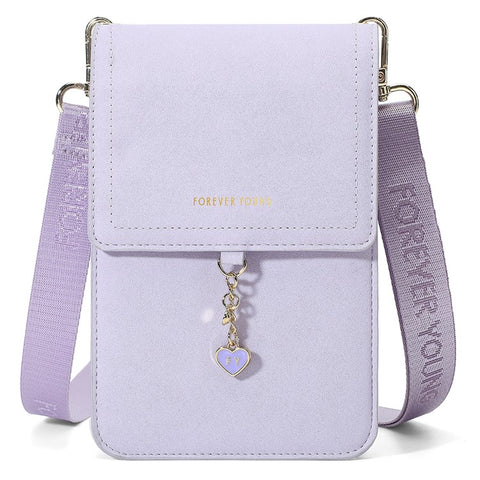 FOREVER YOUNG 8418-003 Crossbody Phone Bag for iPhone 12 / 12 Pro Leather Vertical Shoulder Phone Purse Wallet