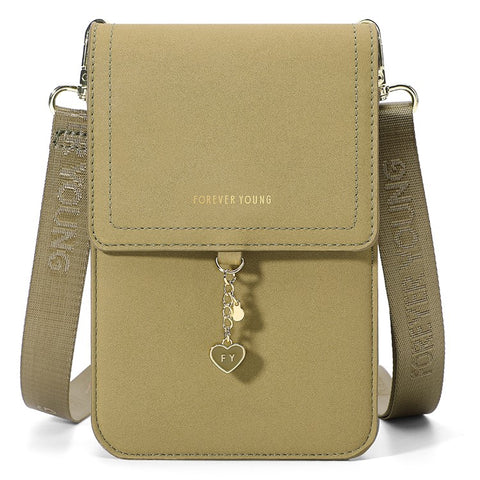 FOREVER YOUNG 8418-003 Crossbody Phone Bag for iPhone 12 / 12 Pro Leather Vertical Shoulder Phone Purse Wallet