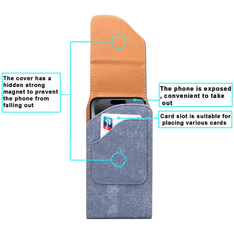 7.2 inch Phone Case Holster for Huawei Mate 40 Lite  /  Mate 20 X  /  Xiaomi Mi Max , Jeans Cloth Texture Belt Clip Leather Bag with Card Slot