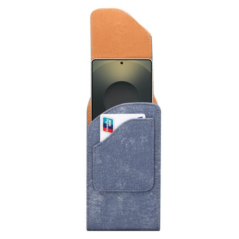 7.2 inch Phone Case Holster for Huawei Mate 40 Lite  /  Mate 20 X  /  Xiaomi Mi Max , Jeans Cloth Texture Belt Clip Leather Bag with Card Slot