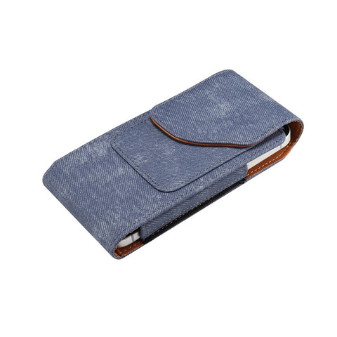 7.2 inch Phone Case Holster for Huawei Mate 40 Lite  /  Mate 20 X  /  Xiaomi Mi Max , Jeans Cloth Texture Belt Clip Leather Bag with Card Slot