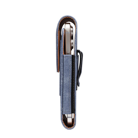 7.2 inch Phone Case Holster for Huawei Mate 40 Lite  /  Mate 20 X  /  Xiaomi Mi Max , Jeans Cloth Texture Belt Clip Leather Bag with Card Slot