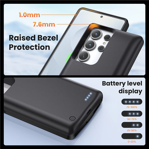 TY-118 For Samsung Galaxy S23 Ultra / S22 Ultra 5G 10000mAh Battery Case Power Bank Portable Charger Protective Cover