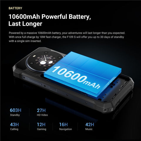 FOSSIBOT F109S 6.745 inch Rugged Smartphone Android 15 6GB + 256GB 10600mAh Battery 50MP Camera, NFC