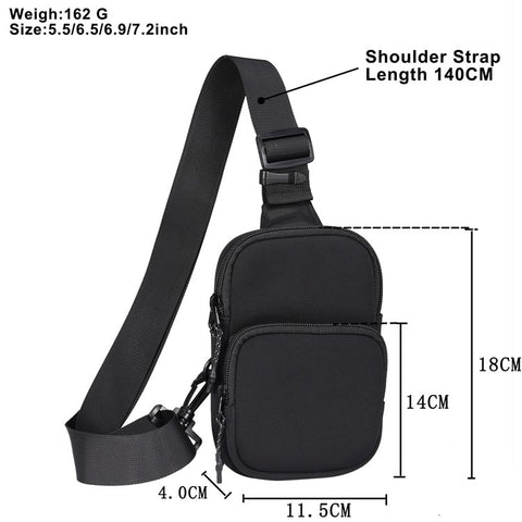 Portable Cell Phone Crossbody Bag for 5.5 / 6.5 / 6.9 / 7.2 inch Lightweight Mini Shoulder Bag for 5.5 / 6.5 / 6.9 / 7.2 inch Nylon Travel Sling Chest Bag for 5.5 / 6.5 / 6.9 / 7.2 inch
