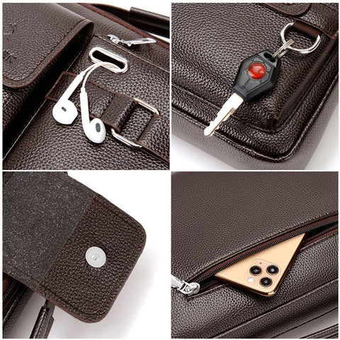 WEIXIER D235 Men's Messenger Bag Business PU Leather Crossbody Bag Fashionable Travel Bag Water-resistant Travel Accessories