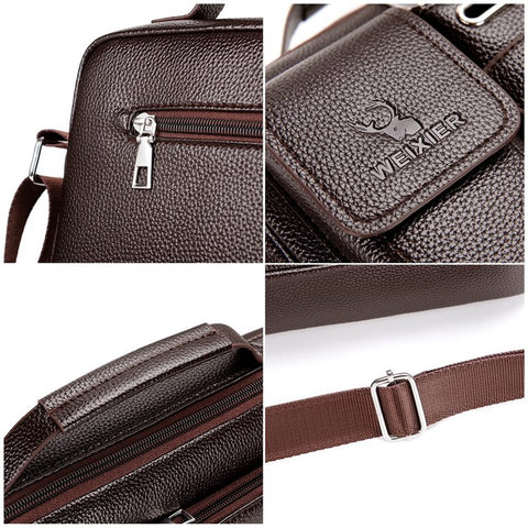 WEIXIER D235 Men's Messenger Bag Business PU Leather Crossbody Bag Fashionable Travel Bag Water-resistant Travel Accessories