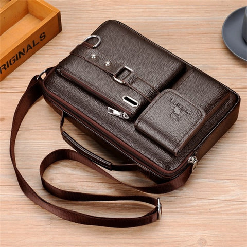 WEIXIER D235 Men's Messenger Bag Business PU Leather Crossbody Bag Fashionable Travel Bag Water-resistant Travel Accessories