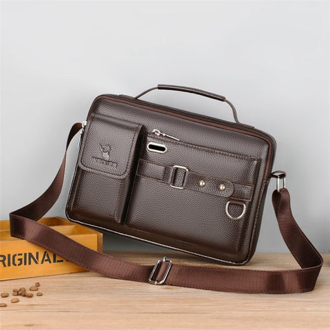WEIXIER D235 Men's Messenger Bag Business PU Leather Crossbody Bag Fashionable Travel Bag Water-resistant Travel Accessories