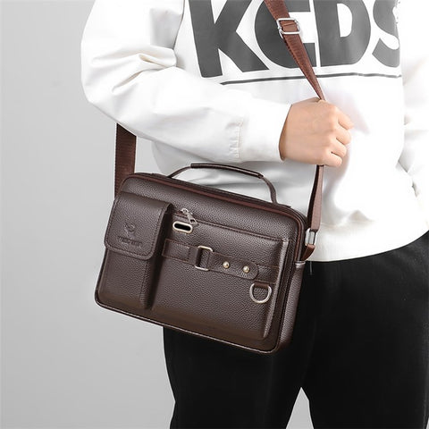 WEIXIER D235 Men's Messenger Bag Business PU Leather Crossbody Bag Fashionable Travel Bag Water-resistant Travel Accessories