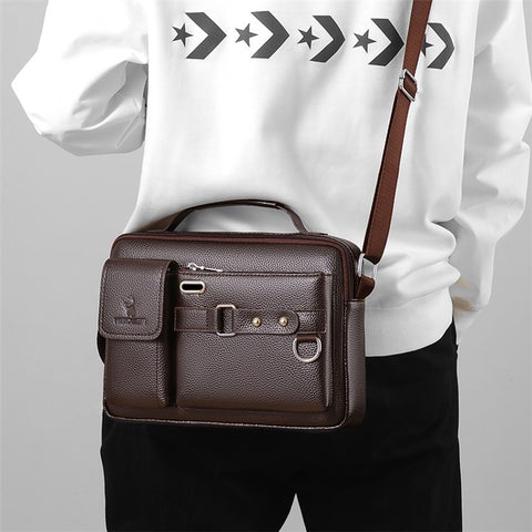 WEIXIER D235 Men's Messenger Bag Business PU Leather Crossbody Bag Fashionable Travel Bag Water-resistant Travel Accessories
