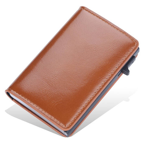 BAELLERRY K9178 Side Push Button Design RFID Blocking Card Holder PU Leather + Aluminum Alloy Men Credit Card Storage Bag