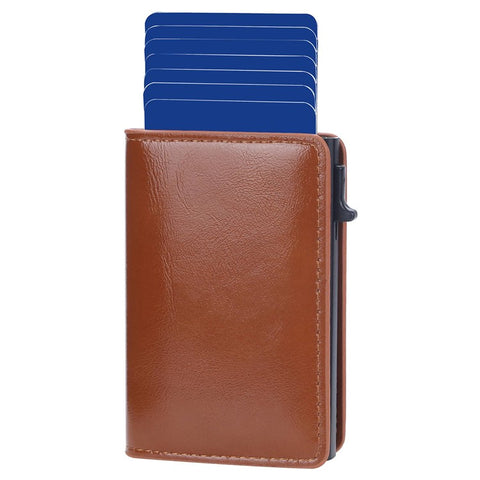 BAELLERRY K9178 Side Push Button Design RFID Blocking Card Holder PU Leather + Aluminum Alloy Men Credit Card Storage Bag