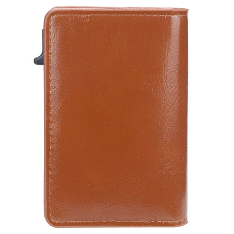 BAELLERRY K9178 Side Push Button Design RFID Blocking Card Holder PU Leather + Aluminum Alloy Men Credit Card Storage Bag