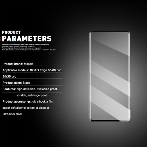 MOCOLO Screen Protector For Motorola Edge 60 5G / 60 Pro 5G / 60 Fusion 5G / 60s 5G / 50 5G / 50 Pro 5G , 3D Curved Tempered Glass Film
